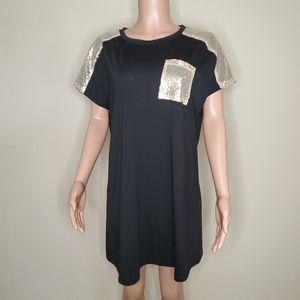 Black Shirt/Dress with Gold Sequin